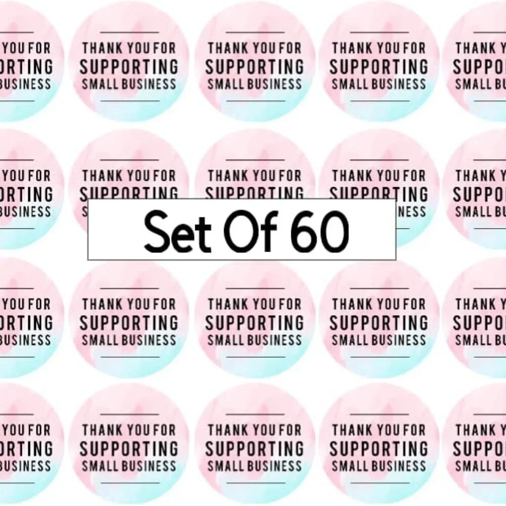 Thank You for Supporting Small Business Stickers, 2 Inch Round, 60 Pack